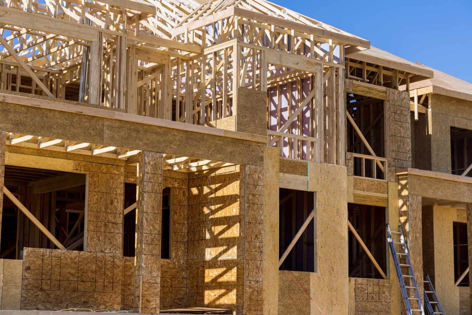Construction of residential building framework under development.